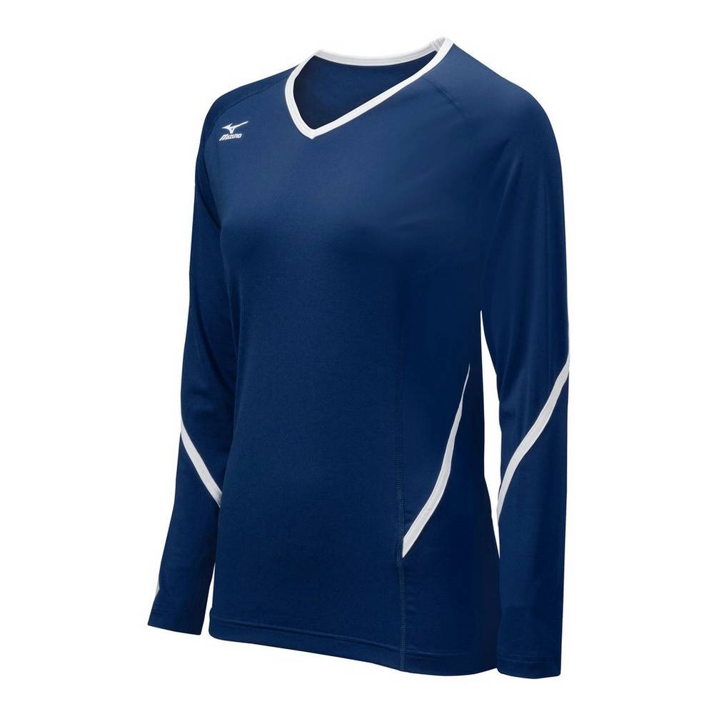 Mizuno Women's Techno Generation Long Sleeve Volleyball Jersey Navy/White (440399-BUN)